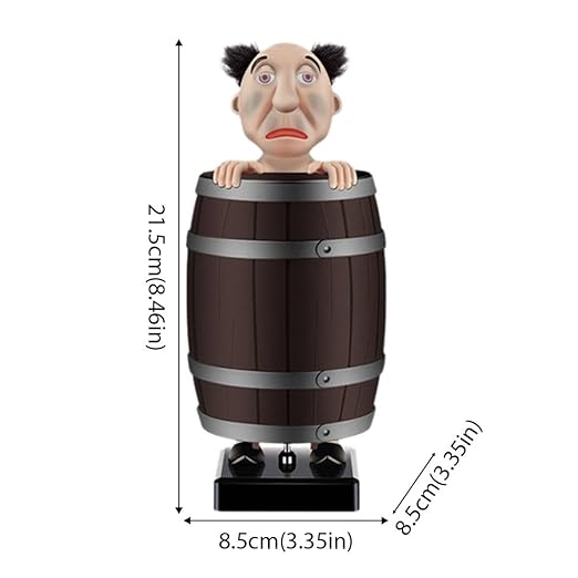 Funny Cigarette Dispenser, Novelty Gag Collectibles Prank Automatic Bounce Cigarette Case, Weird Old Man in The Wooden Barrel Cigarette Box, Prank Toy Gift for Man