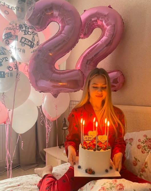 Big Pink 2 Number Balloon 40 Inch Birthday Decoration, Number 2 Helium Balloon 12 20 22 23 24 26 28 32 42 Celebration, Boy Girl Baby Anniversary Party Graduations Supplies Decorations