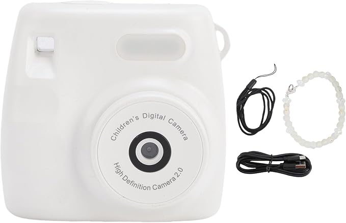Asixxsix Digital Camera for Kids, 48M 1080P HD Digital Video Camera with Flash and 800mAh Li Battery, Rainproof USB Children Camera for Toddler Teens Students Boys and Girls (White)