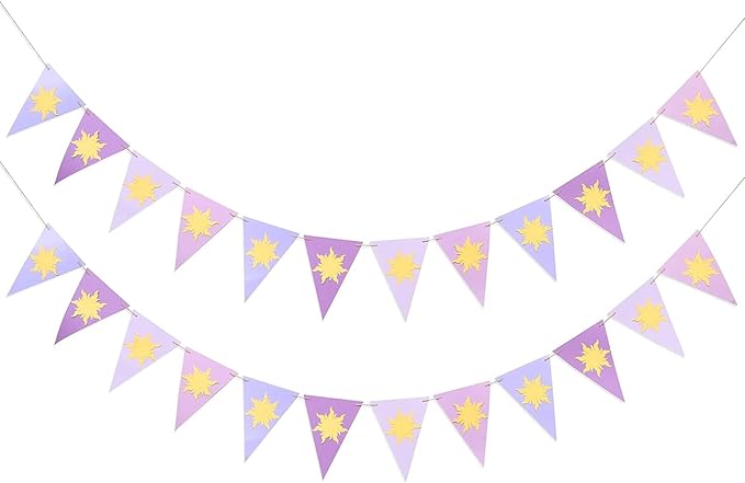 Purple Sun Flag Happy Birthday Banner - Purple Sun Bunting Birthday Banner Party Decoration Flag String Bunting Garland for Supplies Decor Wedding Lavender Photo Props