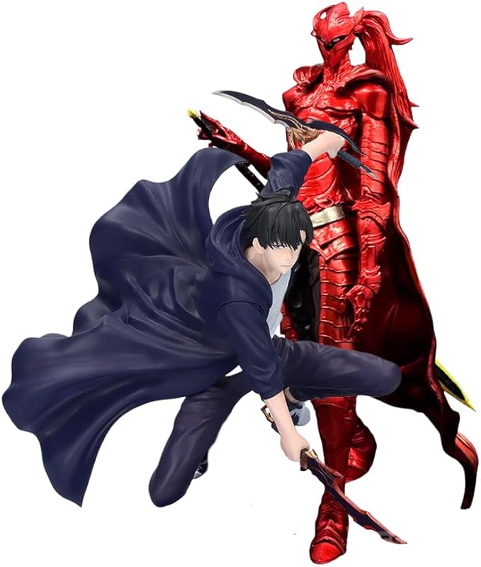 2pcs Sung Jin Woo Action Figure with Igris Figurine Battle Pose Anime Figure Igris and Sung Jin Woo Statue Collectibles Gift