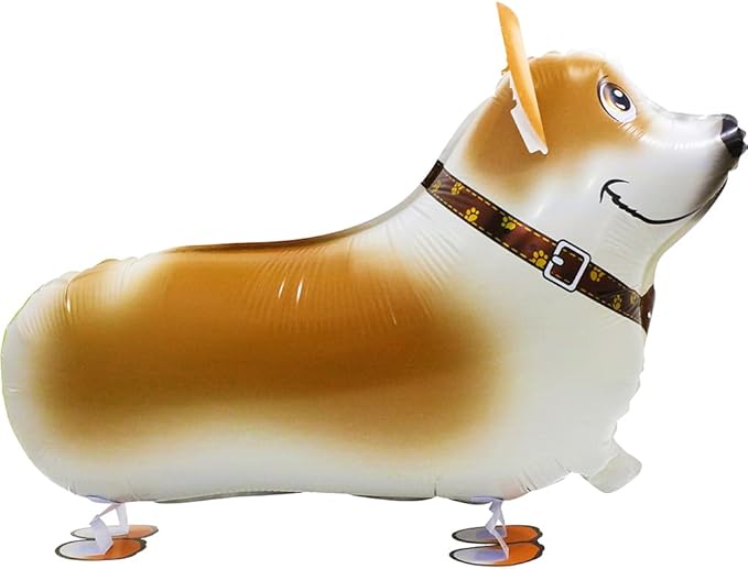 Cute Air Walkers Corgi Balloon Air Walk Pet Animal Doggy Balloon, 4 Pack Walking Corgi Dog Balloons Cartoon Animals Puppy Dog Party Supplies For Birthday Decoration Wedding Baby Shower Bridal Shower