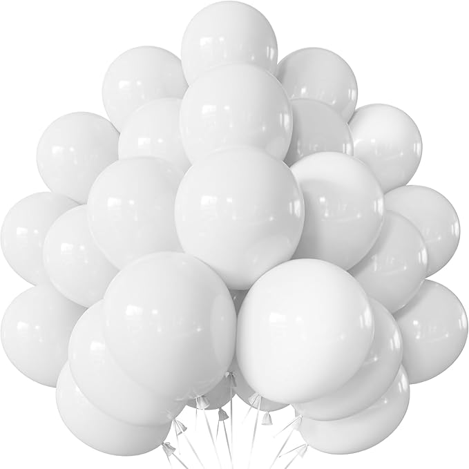 White Balloons Latex Party Balloons - 12 Inch White Balloon Round Party Balloon for Birthday Wedding Baby Shower Anniversary Bachelorette Party Decorations, Photo Backdrop Supplies