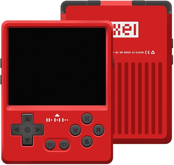 GKD Pixel 2 Console Metal Retro Game Player Portable Mini Pocket Handheld, Preinstalled with 64GB TF Card 1800mAh Battery 2.4-inch IPS Screen Aluminum Body Console Gaming Player (Red 64GB)