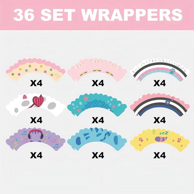 Cat Dollhouse 36pcs Cupcake Wrappers, Cupcake Liners for Cat House Theme Birthday Party Supplies Baby Shower Decorations
