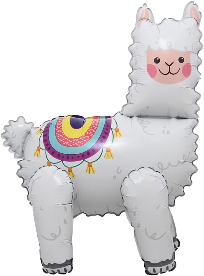 4D Walking Balloons Animal Foil Balloon Lion Panda Alpaca Ballon Jungle Forest Zoo Theme Baby Shower Birthday Party Supplies (4D Alpaca)