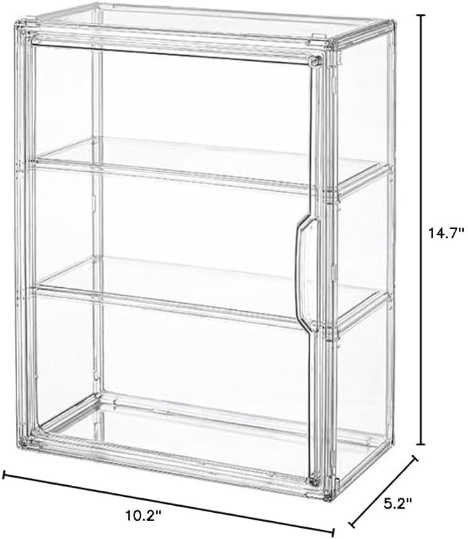 3 Tiers Clear Display Case for Figures, Acrylic Storage Organizers Box with Magnetic Door, Wall-Mounted Dustproof Showcase for Collectibles Action Figure(3PACK Wall-Mounted Medium)