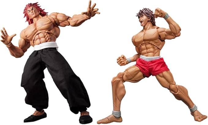 2Pcs Hanma Yujiro Figure Anime Hanma Action Figure Battle-Damaged Ultra-Movable Yujiro Hanma Model Statue Changeable Parts Ornaments Anime Figurine Collectibles