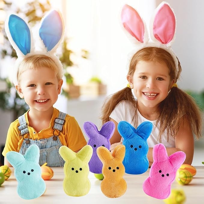 6PCS Cute Bunny Plush Toys,Easter Basket Stuffers Toys for Kids,Bunny Stuffed Animals,Easter Party Favors Gift for Girls Boys