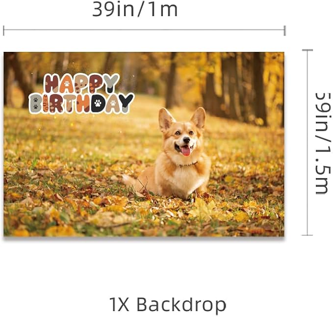 Corgi Birthday Party Decorations Backdrop Banner Photography Background Cute Corgi Theme Banner Balloons Cake Toppers Cupcake Toppers Pet Party Kit For Corgi Dog Birthday Party Supplies Decor