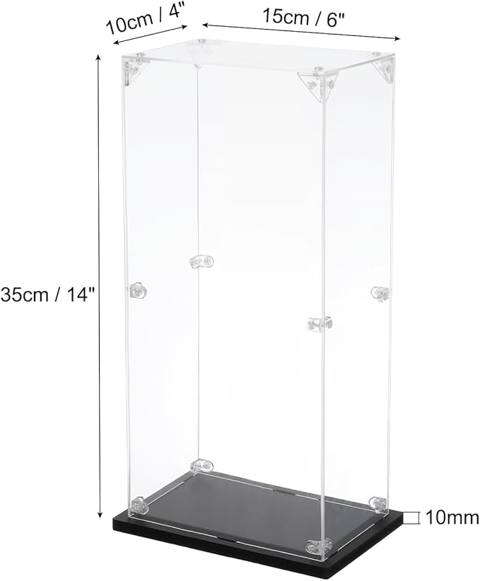 MECCANIXITY Acrylic Display Case, 4''x6''x14'' Clear Display Box Assemble Dustproof Display Box Storage Organizer for Collectibles Action Figures