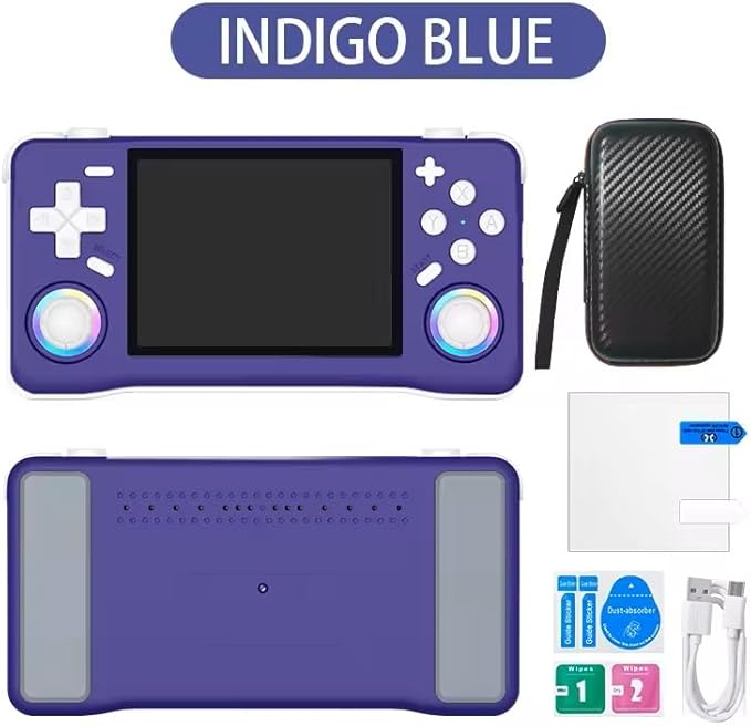 Retro Handheld Game Console - Open Source Linux System, 3.5-inch Full-Lamination Screen, 18000+ Classic Games, 4000mAh Battery Portable Handheld (Indigo Blue)