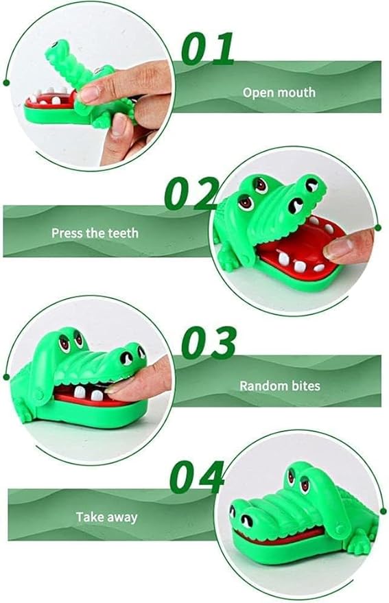 Green Crocodile Teeth Game for Crocodile Biting Finger Dentist Games, Mini Chomping Alligator Teeth Family Tabletop Party Decor Adult, Car Keychain