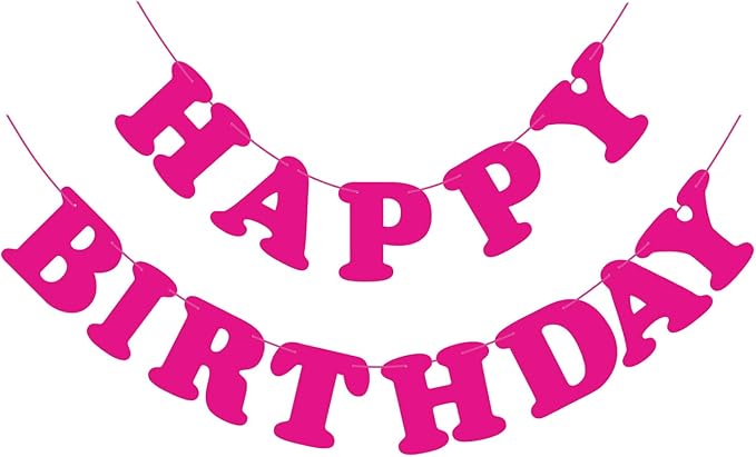 Pink Happy Birthday Banner Sign Birthday Backdrop Party Supplies for Kids Boys Girls Birthday Party Decorations