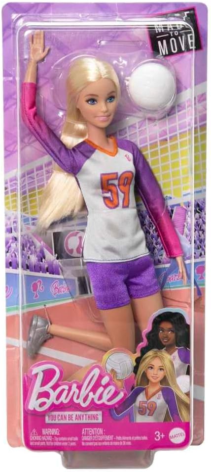 Barbie Doll & Accessories, Made to Move Career Volleyball Player Doll with Uniform and Ball