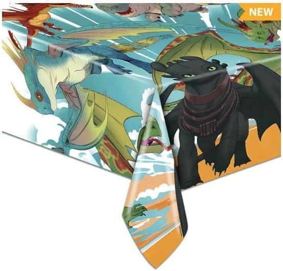 Unique How to Train Your Dragon Birthday Party Supplies Bundle Pack Includes 2 Plastic Table Covers and 1 Dinosaur Sticker Sheet