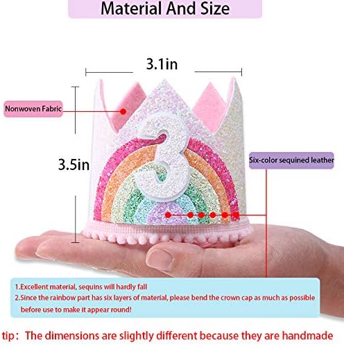 Birthday Rainbow Girl Crown, Birthday Hat for Event Party Supplies, Photo Props