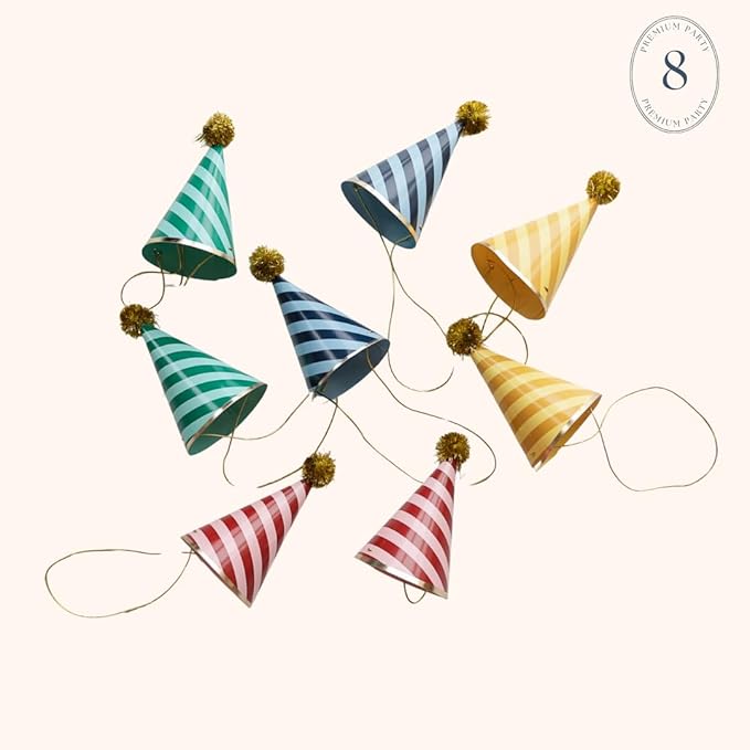 Bonjour Fete Hogwarts™ House Paper Party Hats, Harry Potter Accessories | Wizard Costume Headwear | Wizarding World Merchandise, Birthday Celebration Favors | Pack of 8, 5.5"