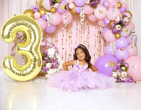 Numbers Balloon 3, 40 Inch Large Light Gold Balloon for Three Year Old Birthday Decor, 3 13 30 31 Birthday Party Decorations for Wedding Supplies