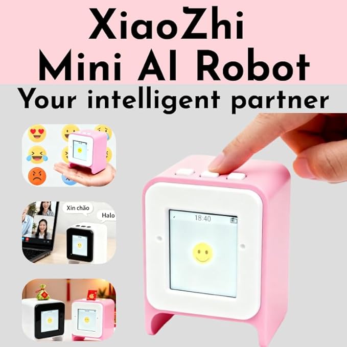 Mini AI Voice chatbot | Companion Robot,Large AI Model,1 inch Smart Color Screen,with Wi-Fi,Voice Control,Emotional Interaction,Voice cloning,Television Design,multilingual (Pink)