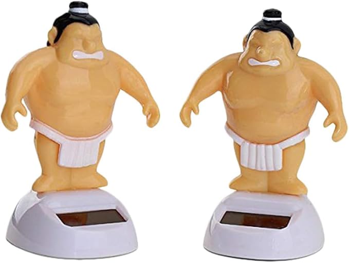 Yellow Sumo Wrestler Solar Power Swinging Car Interior Dashboard Ornament Gift Learning and Education