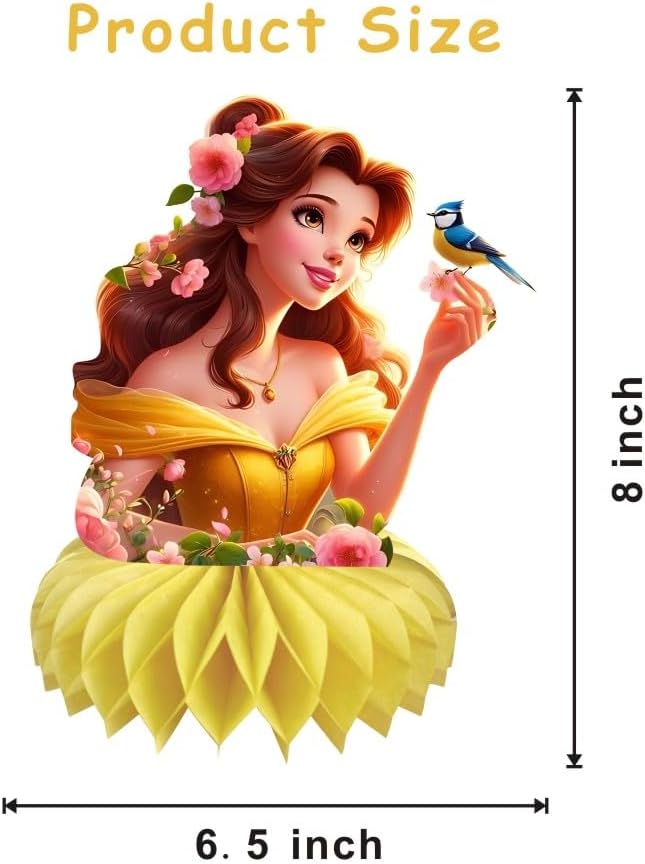 8Pcs Beauty & Beast Table Centerpieces Birthday Party Supplies Double Side Table Decorations for Girls Party Decorations