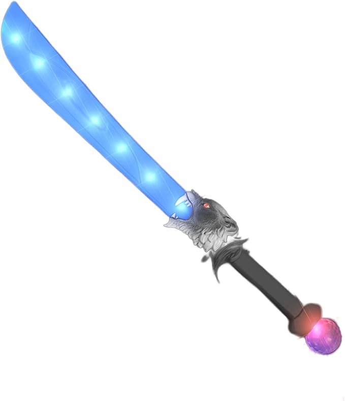 blinkee WolfGuard LED Sword & Enchanted Prism Ball - 27" Dual-Color Illuminated Animal Blade with Glow-in-The-Dark Eyes, Great for Imaginative Play
