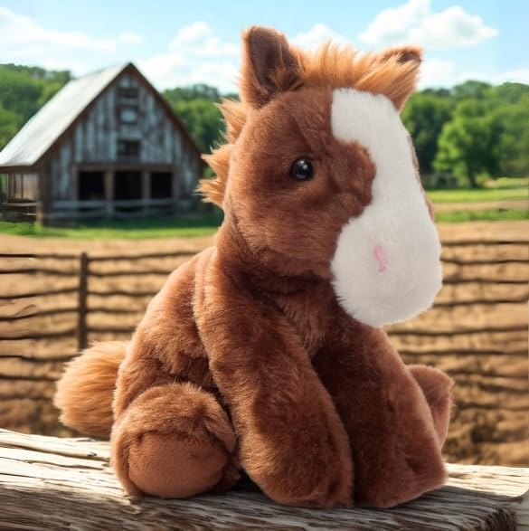 The Petting Zoo Floppy Horse Stuffed Animal Plushie, Gifts for Kids, Wild Onez Wildlife Animals, Horse Plush Toy 8 inches (Pack of 2)