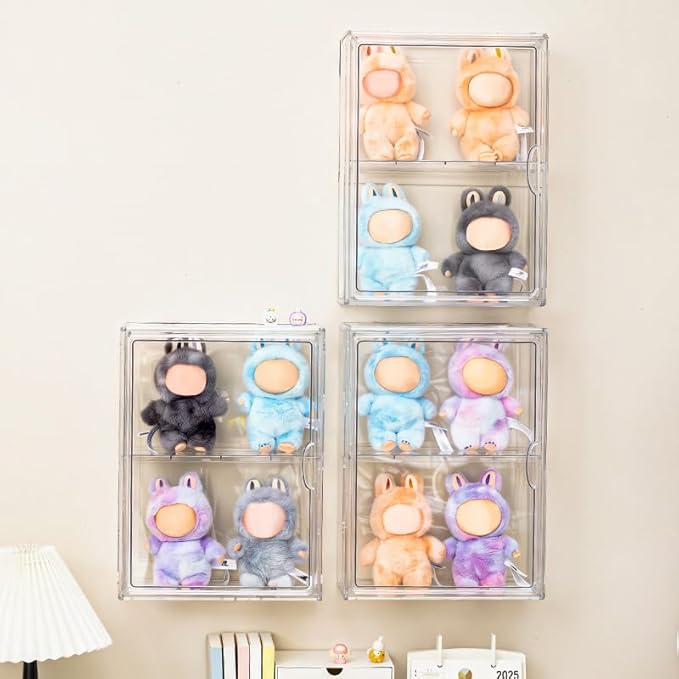 Clear Display Case for Figures, Acrylic Storage Organizers Box with Magnetic Door, Large Dustproof Showcase for Collectibles Action Figure (2, Wall-Mounted Extra Large)