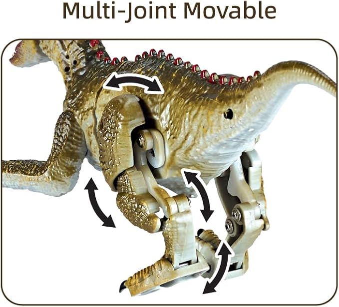 Remote Control Dinosaur for Kids, LED Walking Electric RC Toy, 2.4GHz, Multi-Color, ABS Plastic, Rechargeable (Green)