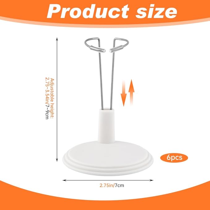 6-Pack Doll Display Stands for 4-8 inch Dolls, Adjustable Flexible Holder with Rubber Grips for 6.8" Action Figures & Collectibles