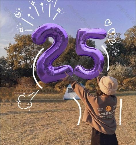 40 Inch Balloons 5 Number Purple Helium Foil 5 15 25 2025 Balloons Large Number Balloon for Boys Girls Birthday Party Wedding Anniversary Decorations Supplies