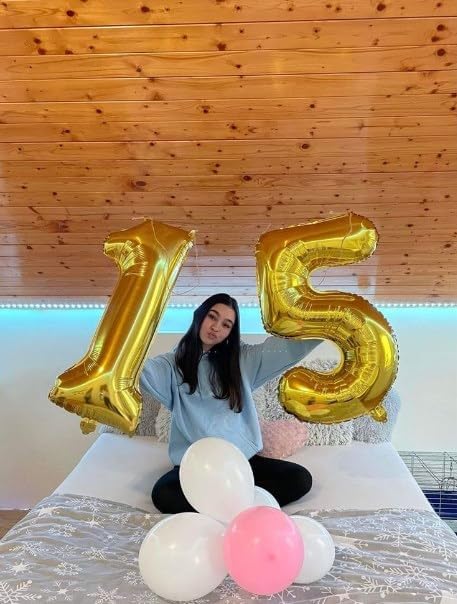 Gold Mylar Number 1 Balloon 40 inch, Number 1 Birthday Balloon for Boy Girl, Gold Foil One Balloon for 1st 10 11 12 16 18 Birthday Party, Anniversary Celebration Number Balloons Decorations