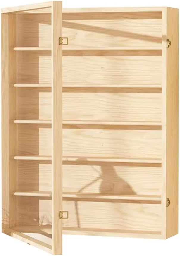 Toy Car Display Case Organizer Storage, 6-Story Solid Wood Wall Mounted Figurine Collection Box with Acrylic Door, Stylish Diecast Car Display Rack for Toy Car, Collectibles, Figurines (50x66.5x8cm)