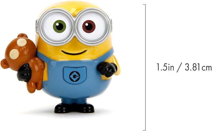 Jada Toys Minion Figure (1 Piece) - 1 of 4 Collectible Figures (Stuart, Kevin, Otto, Bob) Metal for Fans and Children from 8 Years, Wave 1, Random Selection, Approx. 6.5 cm Each