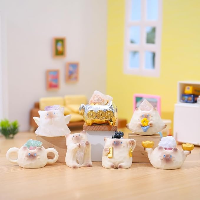 Surprise Box Diamond Crystal Rich Lucky Fortune Cat Theme, Mystery Bag Random Design Action Figures Figurine Collectible Home Desk Car Decoration, Christmas New Year Gift, Single Box-1 Box