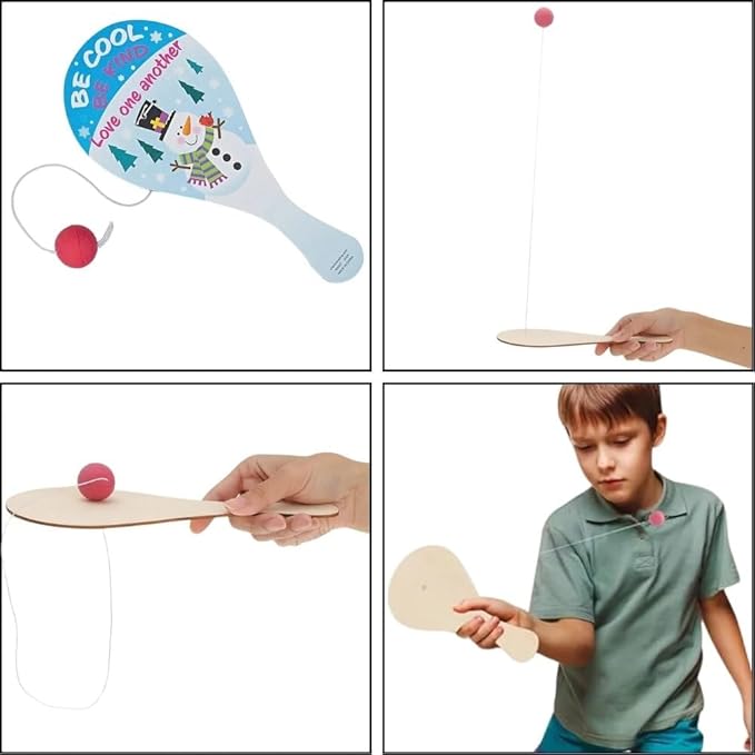 Fun Express 4" x 9" Religious Share God’s Love Snowman Wood Paddleball Games - 12 Pieces