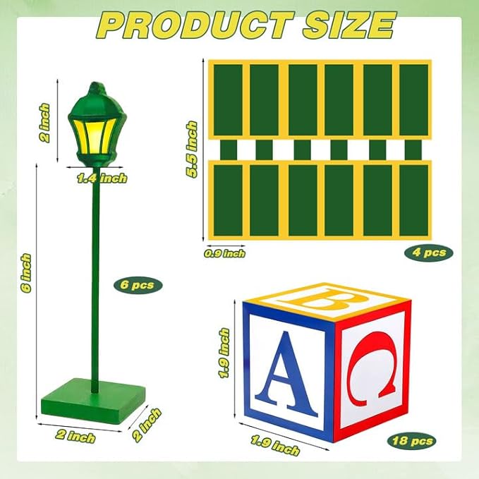 24 Pcs Street Sign Wooden Lamp Post with Custom Street Sign Sticker Abc Friend Street Party Decoration, Lamp Post Centerpiece Street Party Supplies for Birthday Party Decor Friend Street Decoration