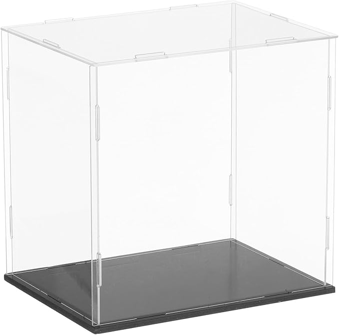 uxcell Acrylic Clear Display Case for Collectibles Self-Assemble Display Boxes with Black Base Dustproof Countertop Storage Box for Collectibles Action Figures, 11.8 x 5.9 x 5.9 Inch