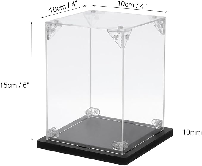 MECCANIXITY Acrylic Display Case, 4''x4''x6'' Clear Display Box Assemble Dustproof Display Box Storage Organizer for Collectibles Action Figures