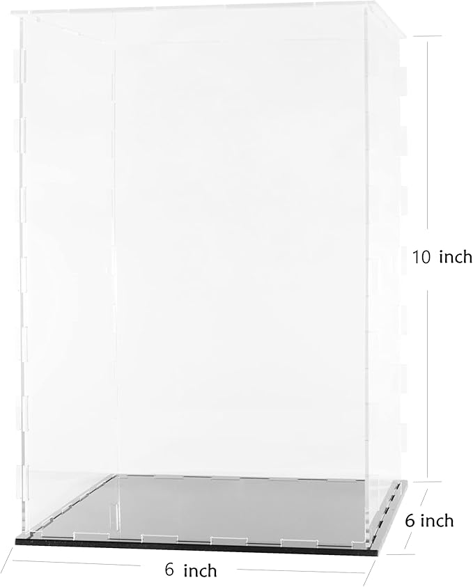Clear Acrylic Display Case-Assemble Countertop Box for Display-Clear Display Box,Dustproof Protection Showcase for Toy Collectibles (6x6x10inch)