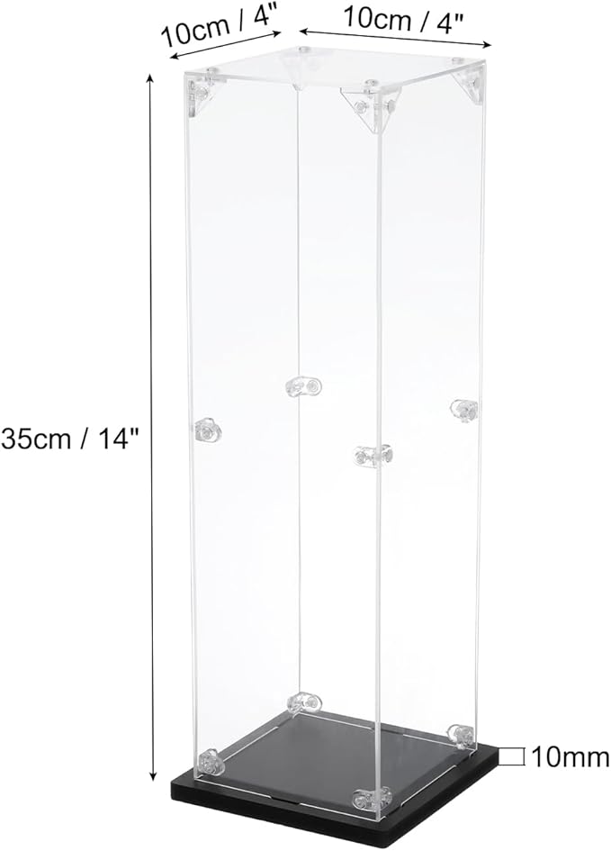 MECCANIXITY Acrylic Display Case, 4''x4''x14'' Clear Display Box Assemble Dustproof Display Box Storage Organizer for Collectibles Action Figures
