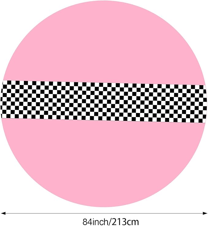 Oudain 3 Pcs Cars Birthday Party Supplies Racing Party Decorations Round Racing Tablecloth Checkered Flag Table Covers Road Plastic Table Cloth, 1950s Disco Dancing Party Tablecloth (Light Pink)