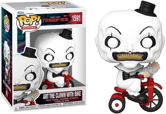 POP Funko Movies: Terrifier - Art The Clown with Bike Vinyl Figure (Bundled with Compatible Box Protector Case) Multicolor 3.75 Inches