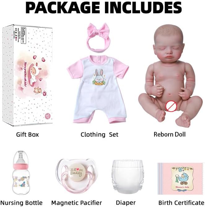 Realistic Reborn Baby Girl- 20 inch Full Vinyl Lifelike Newborn Baby Dolls, Realistic Real Life Baby Dolls Gift Set for Kids Age 3 +
