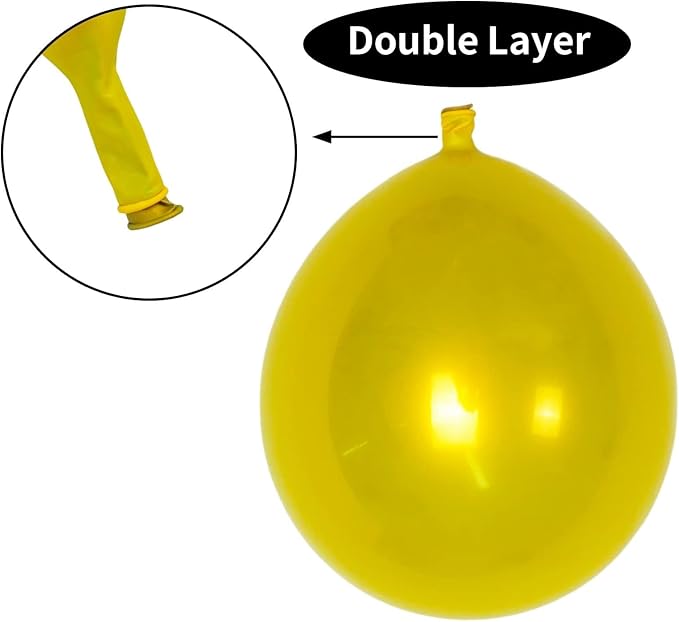 Metallic Yellow Balloons 12 Inch, Double Stuffed Chrome Yellow Balloons, Shiny Thick Chrome Metallic Helium Balloon for Sunflower Easter Birthday Honey Bee Theme Wedding Graduation Party Decorations