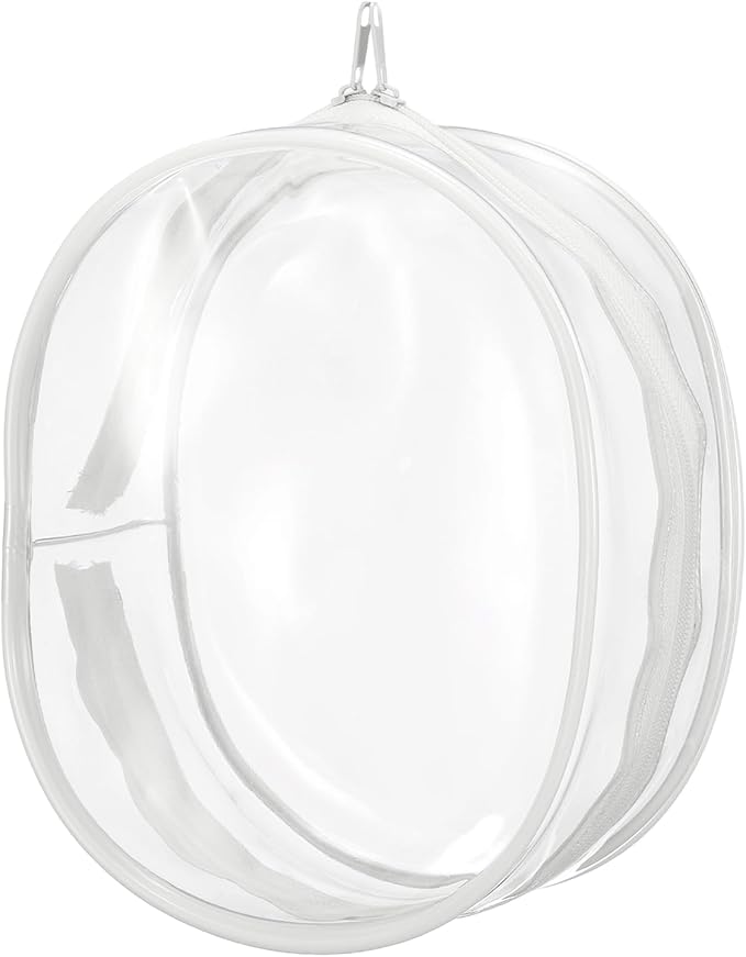 uxcell Figure Display Bag, 6.1 x 3.1 x 7.3 Inch PVC Oval Portable Dolls Pouch Carrying Case Storage Bag Keychain Charm for Showing Off Boxes Dolls, Milky White