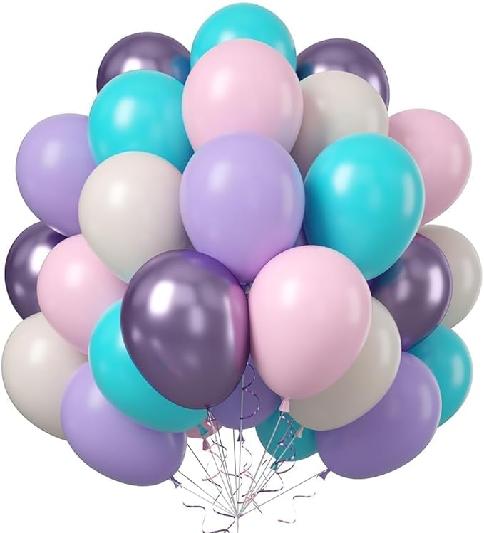 Pink Blue Purple Balloon,60 Pcs 12 Inches Metallic Purple Sand White Balloons for Kids Butterfly Birthday Decorations Birthday Balloons Baby Shower Engagement Party Supplies