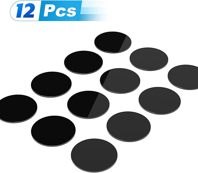 Cosmos 12 Pcs Round Action Figure Stand Base Acrylic Figure Display Stands Miniature Bases Mini Doll Model Display Holder Accessories for Figures, Dolls, Small Collectibles (Solid Black, 50mm)