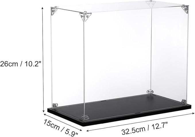 MECCANIXITY Acrylic Display Case, 13x6x10 Inches Clear Display Box Assemble Dustproof Display Box Storage Organizer for Collectibles Action Figures